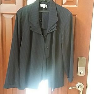 Black and white unlined pin striped jacket